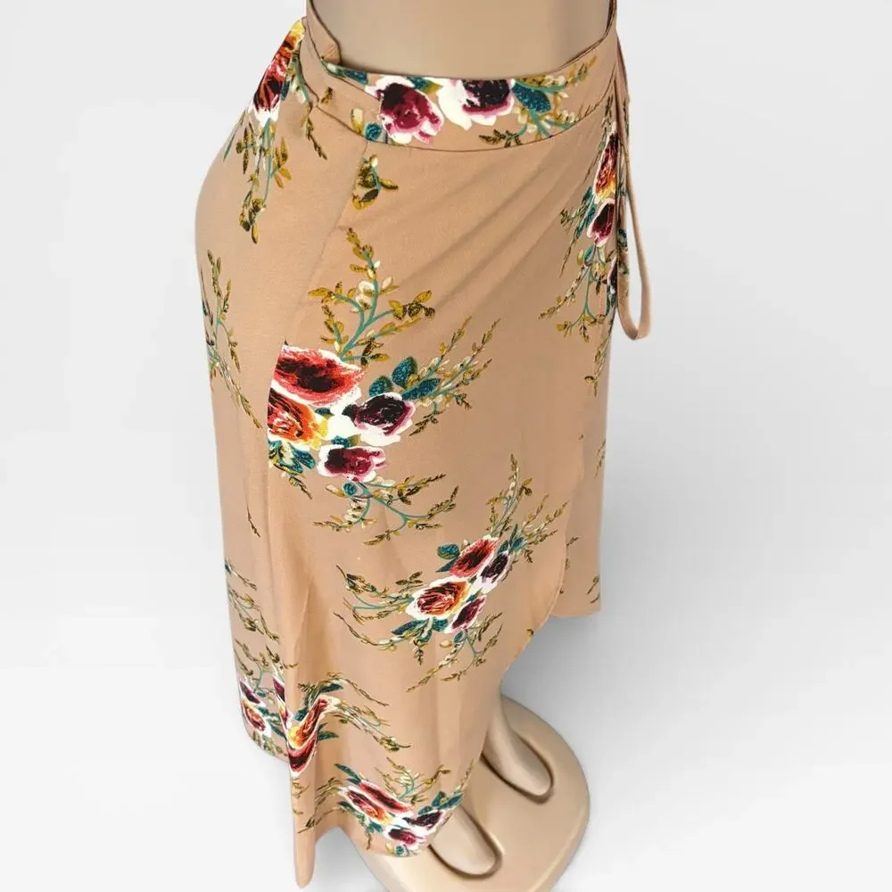 Floral Printed Tied Waist Skirt